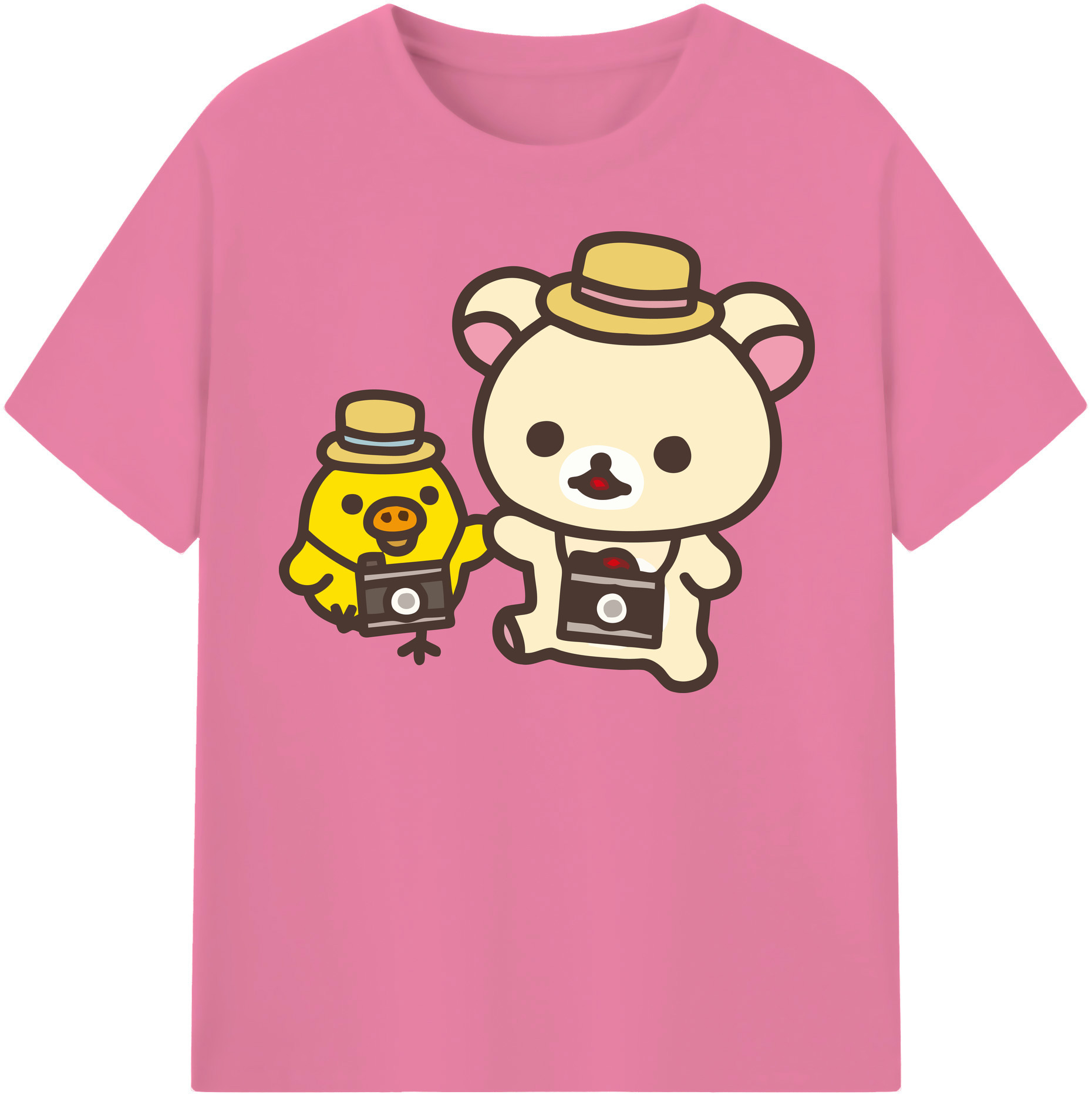 （画像用） リラックマ リラックマ キイロイトリ Rilakkuma Korilakkuma Kiiroitori 綿100％半袖Tシャツ（フロントプリント）